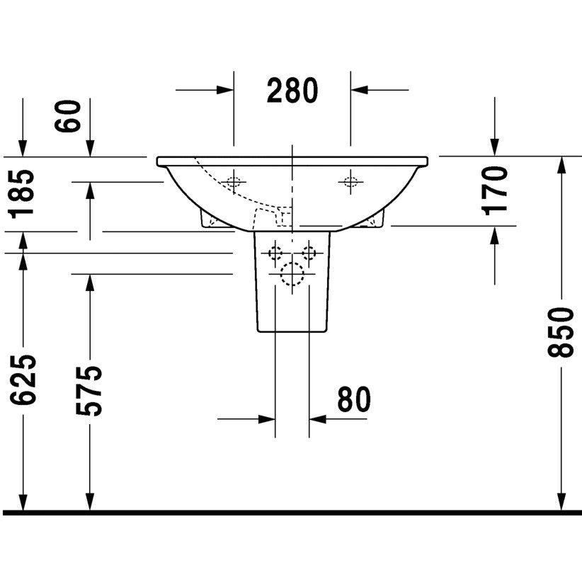 Immagine di Duravit DARLING NEW lavabo 65 cm monoforo, con troppopieno, con bordo per rubinetteria, lato inferiore smaltato, colore bianco 2621650000