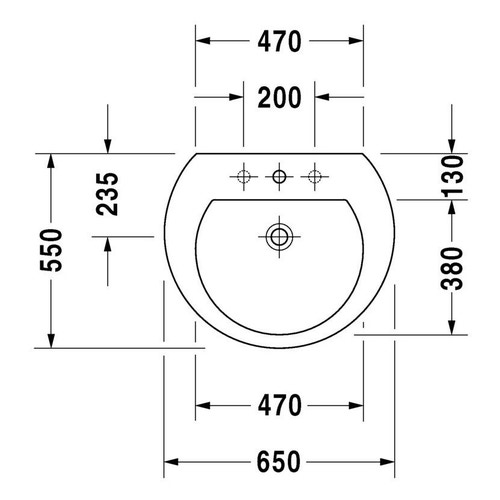 Immagine di Duravit DARLING NEW lavabo 65 cm monoforo, con troppopieno, con bordo per rubinetteria, lato inferiore smaltato, WonderGliss, colore bianco 26216500001