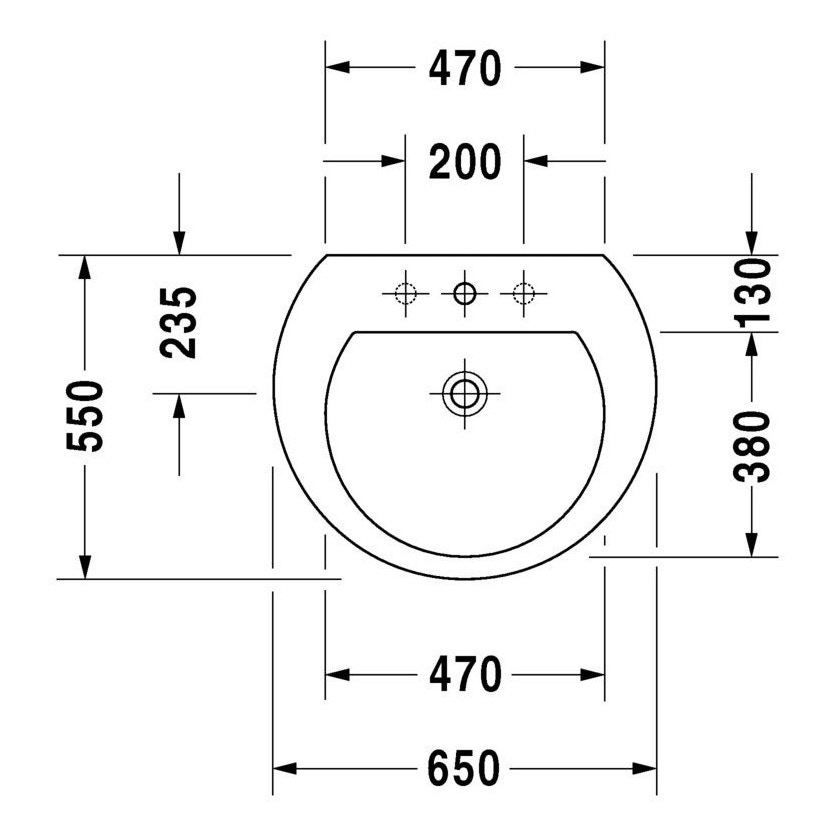 Immagine di Duravit DARLING NEW lavabo 65 cm monoforo, con troppopieno, con bordo per rubinetteria, lato inferiore smaltato, WonderGliss, colore bianco 26216500001