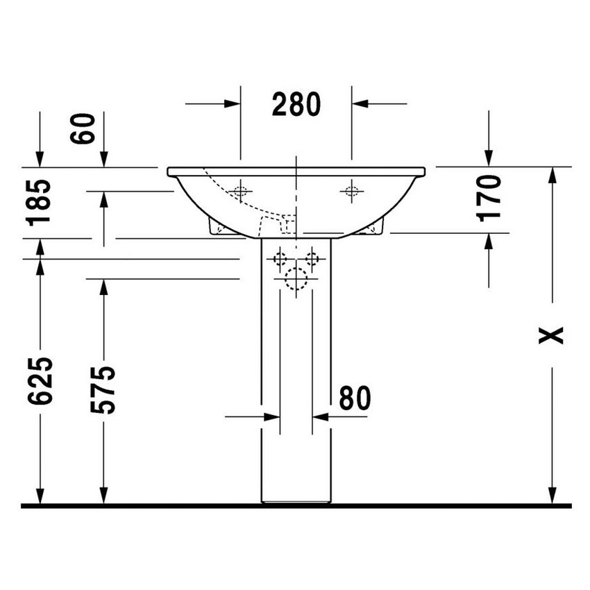 Immagine di Duravit DARLING NEW lavabo 65 cm monoforo, con troppopieno, con bordo per rubinetteria, lato inferiore smaltato, WonderGliss, colore bianco 26216500001