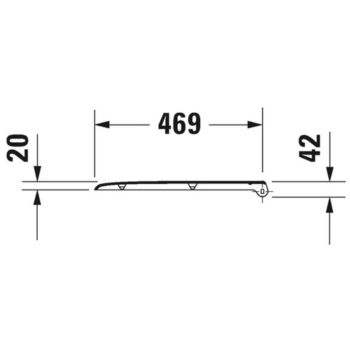 Immagine di Duravit D-CODE sedile con coperchio per vaso Vital, versione allungata, con gommini ad angolo e cerniere continue, senza chiusura rallentata, cerniere in acciaio inox, colore bianco 0060410000