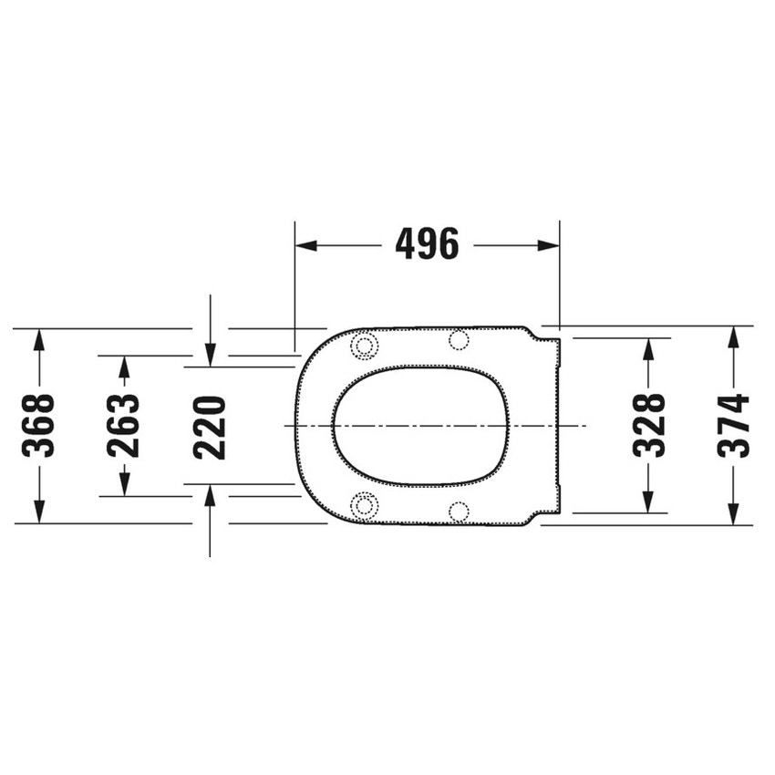 Immagine di Duravit D-CODE sedile senza coperchio per vaso Vital, versione allungata con gommini ad angolo, senza chiusura rallentata, con cerniere continue in acciaio inox, colore bianco 0060910000
