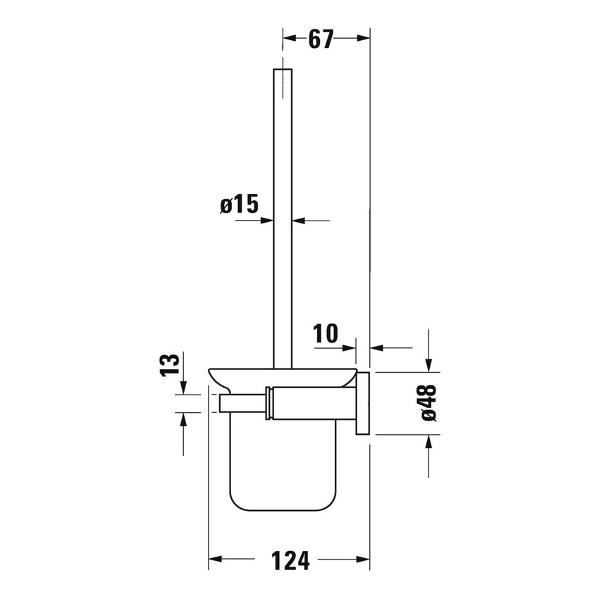 Immagine di Duravit D-CODE portascopino per installazione a parete, vetro satinato, finitura cromo 0099271000