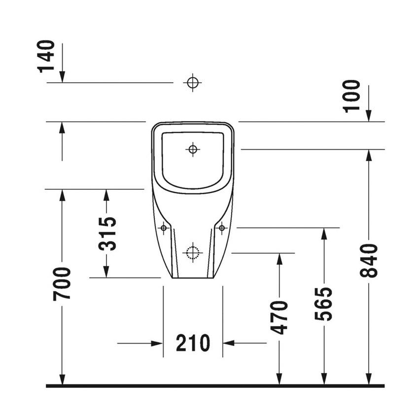 Immagine di Duravit D-CODE orinatoio con entrata vista dall'alto, senza brida di risciacquo, colore bianco 0828300000