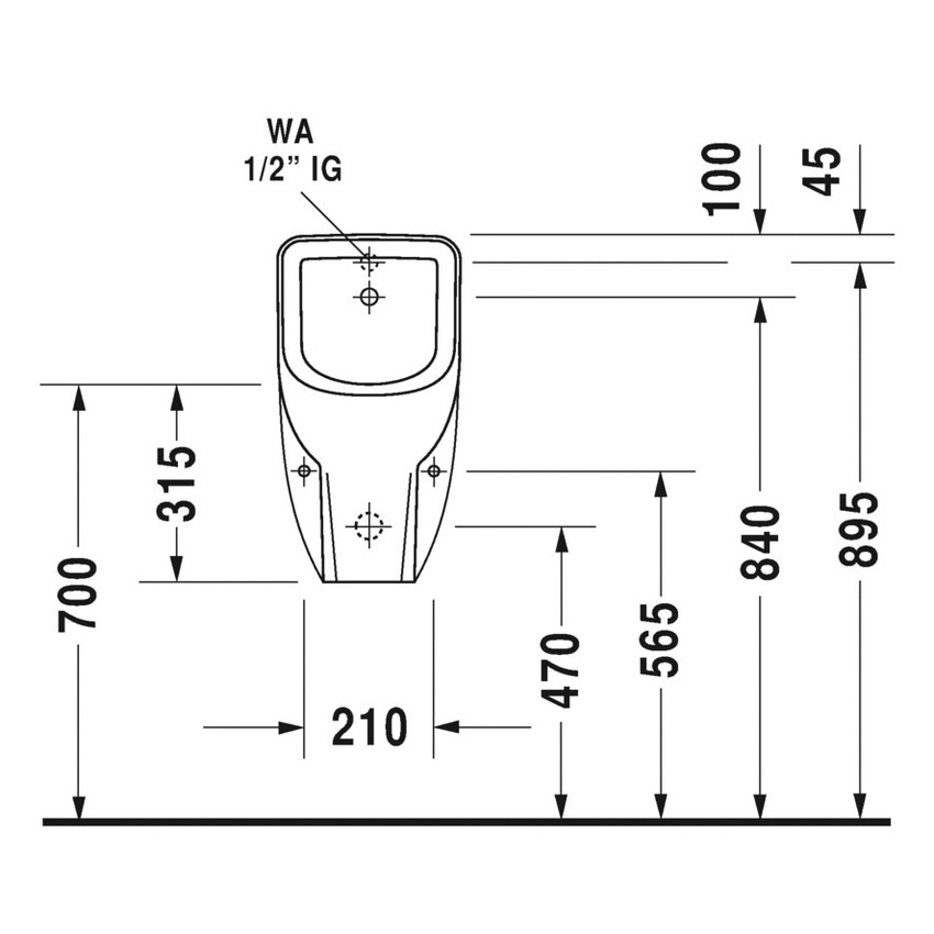 Immagine di Duravit D-CODE orinatoio con entrata posteriore nascosta, senza brida, colore bianco 0829300000