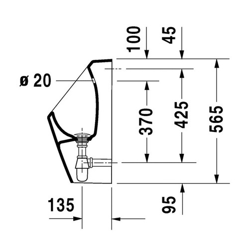 Immagine di Duravit D-CODE orinatoio con entrata posteriore nascosta, senza brida, colore bianco 0829300000