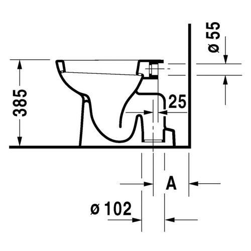 Immagine di Duravit D-CODE vaso a pavimento a cacciata per cassetta a incasso o esterna, senza sedile del vaso, con brida di risciacquo, scarico verticale, colore bianco 2110010000
