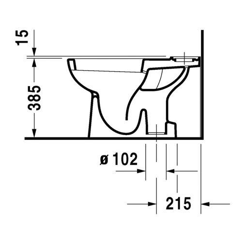 Immagine di Duravit D-CODE vaso monoblocco a pavimento a cacciata, cassetta non inclusa, senza sedile, con scarico verticale, con brida di risciacquo, UWL classe 2, colore bianco 2111010000