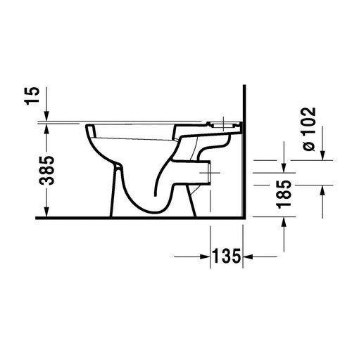 Immagine di Duravit D-CODE vaso monoblocco a pavimento, a cacciata, senza cassetta, senza sedile, con brida di risciacquo, scarico orizzontale, UWL classe 2, colore bianco 2111090000