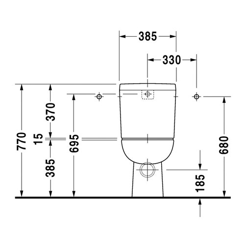 Immagine di Duravit D-CODE vaso monoblocco a pavimento, a cacciata, senza cassetta, senza sedile, con brida di risciacquo, scarico orizzontale, UWL classe 2, colore bianco 2111090000