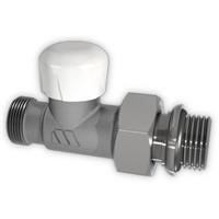 Immagine di Watts 1396TRV Detentore micrometrico nichelato. Corpo dritto. Attacco per tubo rame o plastico da 1/2"M. Attacco radiatore 3/8"M 1396TRV38