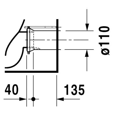 Immagine di Duravit D-CODE vaso a pavimento a filo parete, a cacciata con scarico orizzontale, senza sedile, con brida di risciacquo, UWL classe 2, colore bianco 21150900002