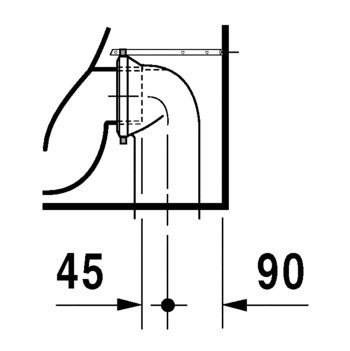 Immagine di Duravit D-CODE vaso a pavimento a filo parete, a cacciata con scarico orizzontale, senza sedile, con brida di risciacquo, UWL classe 2, colore bianco 21150900002