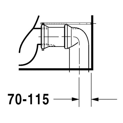 Immagine di Duravit D-CODE vaso monoblocco a pavimento a cacciata, con brida di risciacquo, cassetta non inclusa, per set di allacciamento Vario o per curva di scarico verticale per allacciamento Vario, UWL classe 2, colore bianco 2118090000