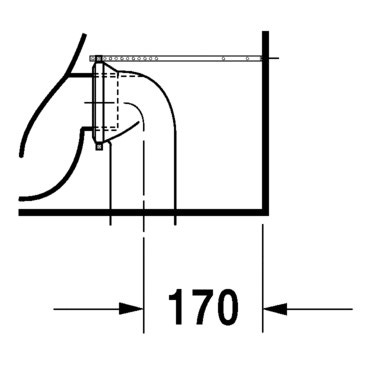 Immagine di Duravit D-CODE vaso monoblocco a pavimento a cacciata, con brida di risciacquo, cassetta non inclusa, per set di allacciamento Vario o per curva di scarico verticale per allacciamento Vario, UWL classe 2, colore bianco 2118090000