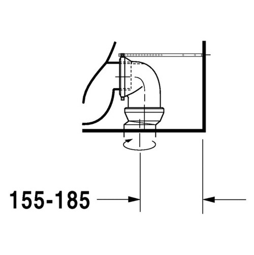 Immagine di Duravit D-CODE vaso monoblocco a pavimento a cacciata, con brida di risciacquo, cassetta non inclusa, per set di allacciamento Vario o per curva di scarico verticale per allacciamento Vario, UWL classe 2, colore bianco 2118090000