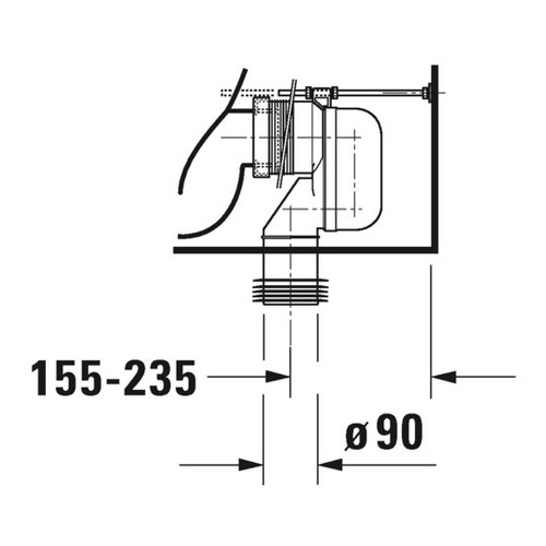 Immagine di Duravit D-CODE vaso monoblocco a pavimento a cacciata, con brida di risciacquo, cassetta non inclusa, per set di allacciamento Vario o per curva di scarico verticale per allacciamento Vario, UWL classe 2, colore bianco 2118090000