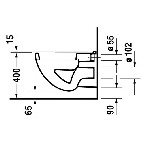 Immagine di Duravit D-CODE vaso sospeso a fondo piano, senza sedile, con brida di risciacquo, UWL classe 2, colore bianco 2210090000
