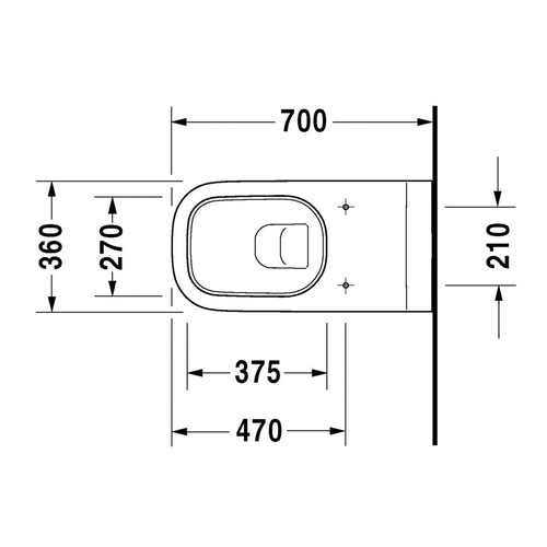 Immagine di Duravit D-CODE vaso sospeso a cacciata Vital per portatori di handicap, senza sedile, con brida di risciacquo, UWL classe 1, colore bianco 22280900002