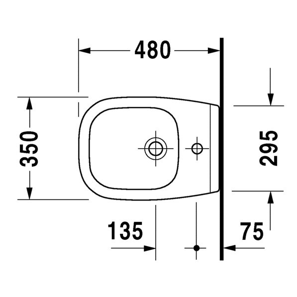 Immagine di Duravit D-CODE bidet sospeso Compact monoforo, con troppopieno e bordo per rubinetteria, colore bianco 2237150000