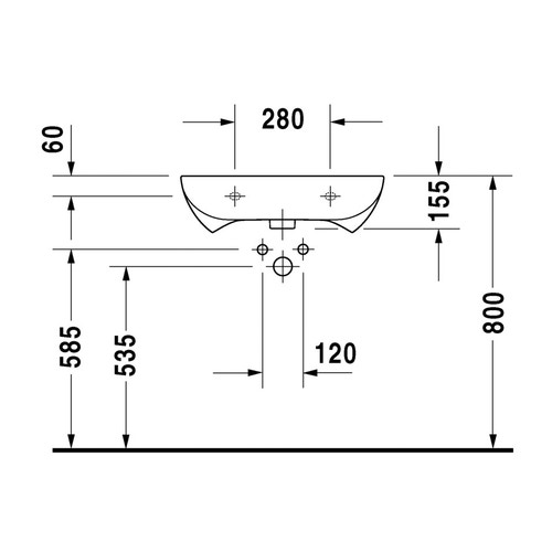 Immagine di Duravit D-CODE lavabo Vital con troppopieno e bordo per rubinetteria, lato inferiore smaltato, colore bianco 23126000002