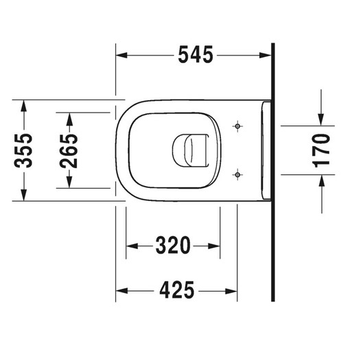 Immagine di Duravit D-CODE vaso sospeso a cacciata Rimless® senza brida, senza sedile del vaso, UWL classe 1, colore bianco 2570090000