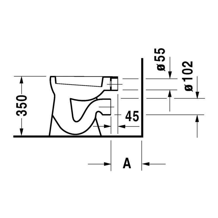 Immagine di Duravit DURAPLUS vaso a pavimento Bambi, per cassetta a incasso o esterna non inclusa, a fondo piano, senza sedile, fabbisogno di acqua di risciacquo 6 l, UWL classe 2, colore bianco 0106090000