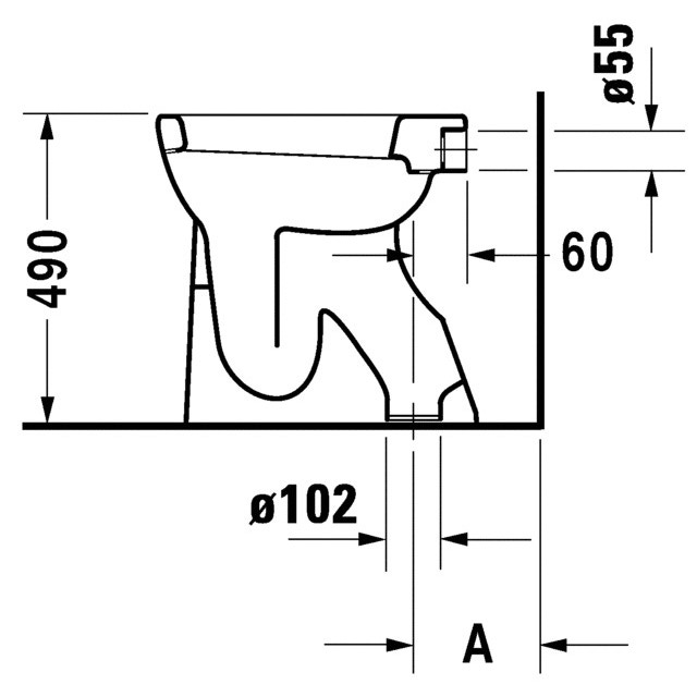 Immagine di Duravit DURAPLUS vaso a pavimento Sudan, per cassetta a incasso o esterna non inclusa, a fondo piano, con scarico verticale, + 10 cm di seduta, adatto a portatori di handicap, senza sedile, fabbisogno di acqua di risciacquo 6 l, UWL classe 2, colore bianco 0212010000