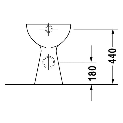 Immagine di Duravit DURAPLUS vaso a pavimento Sudan, per cassetta a incasso o esterna non inclusa, a fondo piano, con scarico orizzontale, + 10 cm di seduta, adatto a portatori di handicap, senza sedile, fabbisogno di acqua di risciacquo 6 l, UWL classe 2, colore bianco 0212090000