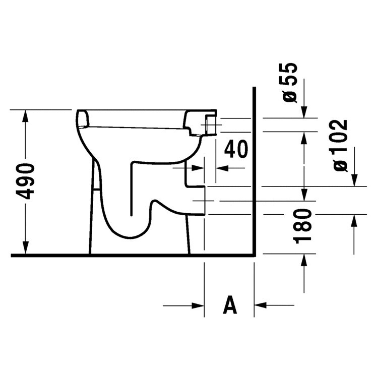Immagine di Duravit DURAPLUS vaso a pavimento Sudan, per cassetta a incasso o esterna non inclusa, a fondo piano, con scarico orizzontale, + 10 cm di seduta, adatto a portatori di handicap, senza sedile, fabbisogno di acqua di risciacquo 6 l, UWL classe 2, colore bianco 0212090000