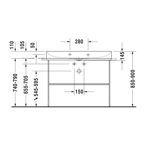Immagine di Duravit DURASQUARE sostegno metallico a pavimento, 106.5 cm, finitura cromo 0031031000