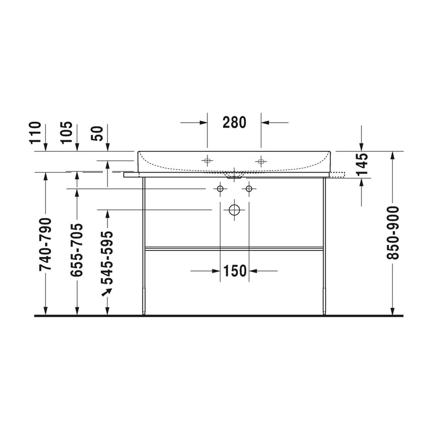 Immagine di Duravit DURASQUARE sostegno metallico a pavimento, 106.5 cm, finitura cromo 0031031000