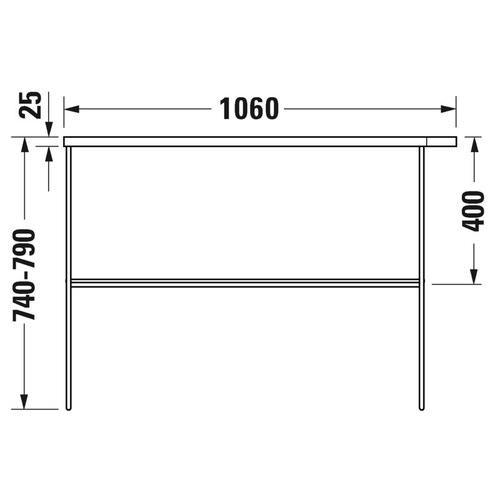 Immagine di Duravit DURASQUARE sostegno metallico a pavimento, 106.5 cm, finitura cromo 0031031000