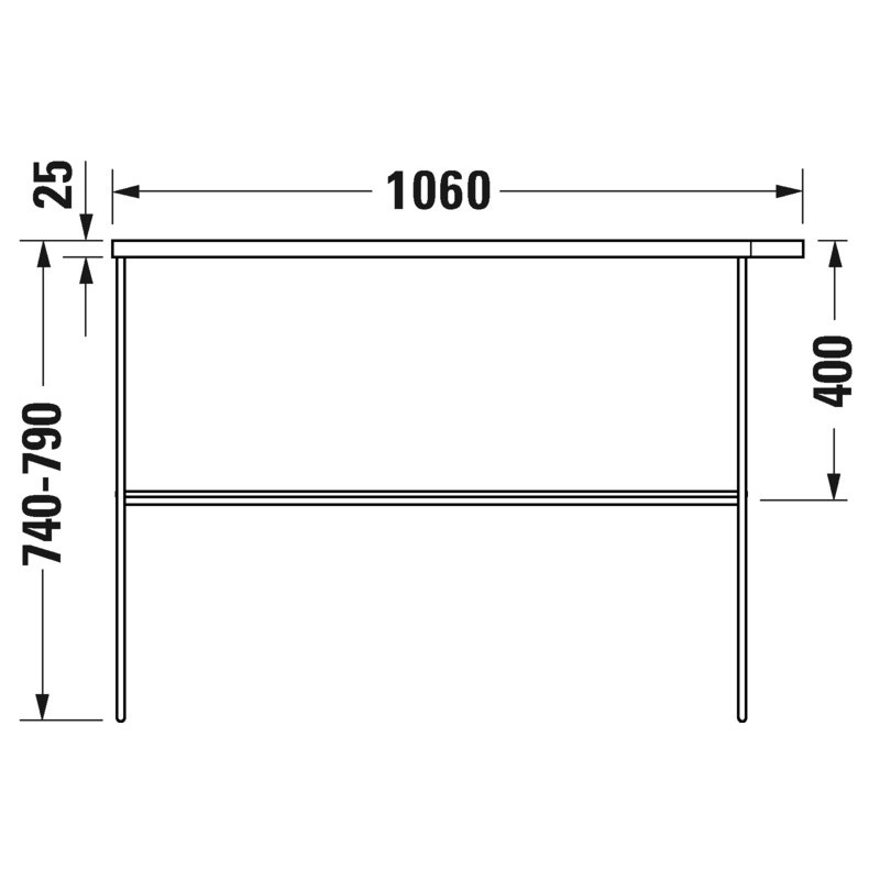 Immagine di Duravit DURASQUARE sostegno metallico a pavimento, 106.5 cm, finitura cromo 0031031000