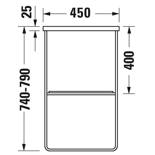 Immagine di Duravit DURASQUARE sostegno metallico a pavimento, 106.5 cm, finitura cromo 0031031000