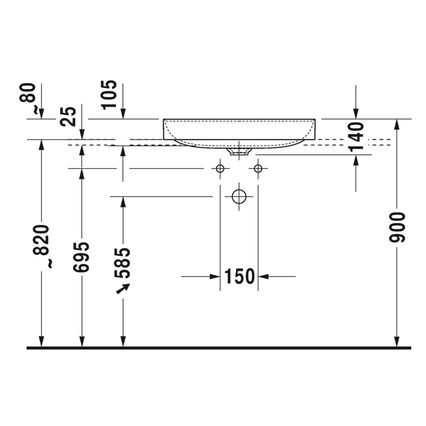 Immagine di Duravit DURASQUARE bacinella da appoggio soprapiano con rettifica 60 cm senza foro per rubinetteria, senza troppopieno, senza bordo per rubinetteria, colore bianco 2355600000