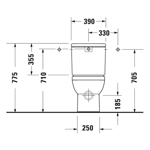 Immagine di Duravit No.1 vaso monoblocco a pavimento Rimless® a cacciata, senza brida e senza sedile, per cassetta appoggiata non inclusa, fabbisogno di acqua di risciacquo 4,5 l, UWL classe 1, colore bianco 2182090000