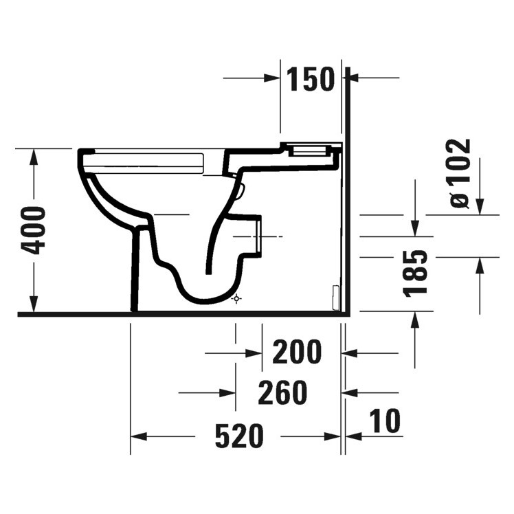 Immagine di Duravit No.1 vaso monoblocco a pavimento Rimless® a cacciata, senza brida e senza sedile, per cassetta appoggiata non inclusa, fabbisogno di acqua di risciacquo 4,5 l, UWL classe 1, colore bianco 2182090000