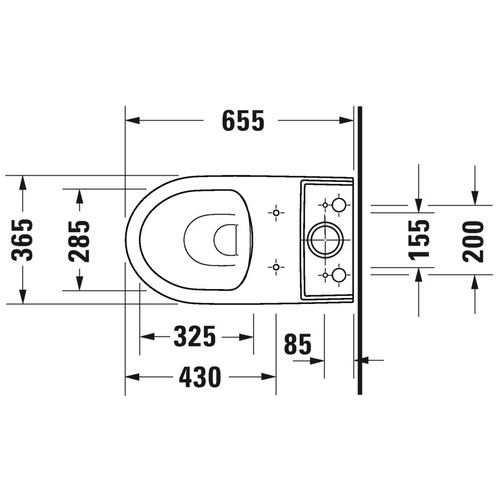 Immagine di Duravit No.1 vaso monoblocco a pavimento Rimless® a cacciata, per cassetta appoggiata non inclusa, senza brida e senza sedile, con scarico orizzontale, fabbisogno di acqua di risciacquo 4,5 l, UWL classe 1, colore bianco 2183090000