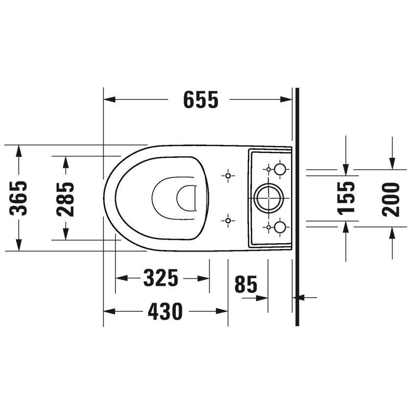 Immagine di Duravit No.1 vaso monoblocco a pavimento Rimless® a cacciata, per cassetta appoggiata non inclusa, senza brida e senza sedile, con scarico orizzontale, fabbisogno di acqua di risciacquo 4,5 l, UWL classe 1, colore bianco 2183090000