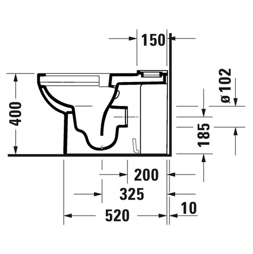 Immagine di Duravit No.1 vaso monoblocco a pavimento Rimless® a cacciata, per cassetta appoggiata non inclusa, senza brida e senza sedile, con scarico orizzontale, fabbisogno di acqua di risciacquo 4,5 l, UWL classe 1, colore bianco 2183090000