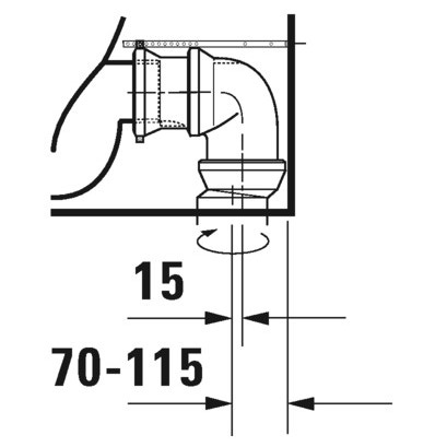 Immagine di Duravit No.1 vaso monoblocco a pavimento Rimless® a cacciata, per cassetta appoggiata non inclusa, senza brida e senza sedile, con scarico orizzontale, fabbisogno di acqua di risciacquo 4,5 l, UWL classe 1, colore bianco 2183090000