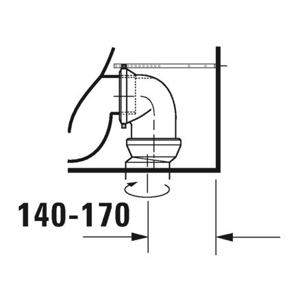 Immagine di Duravit No.1 vaso monoblocco a pavimento Rimless® a cacciata, per cassetta appoggiata non inclusa, senza brida e senza sedile, con scarico orizzontale, fabbisogno di acqua di risciacquo 4,5 l, UWL classe 1, colore bianco 2183090000