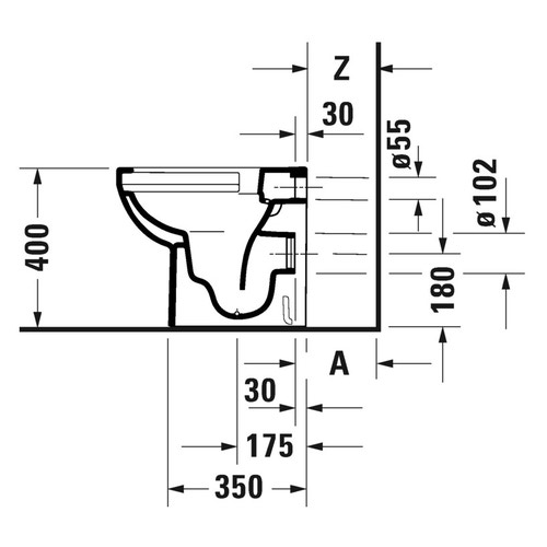 Immagine di Duravit No.1 vaso a pavimento Rimless® a cacciata, senza brida e senza sedile, per cassetta a incasso o esterna non inclusa, con scarico orizzontale, fabbisogno di acqua di risciacquo 4,5 l, UWL classe 1, colore bianco 2184090000