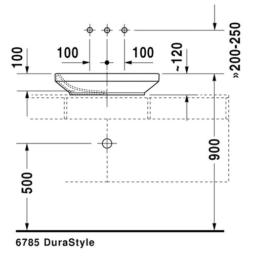 Immagine di Duravit DURASTYLE bacinella da appoggio soprapiano 60 cm senza foro per rubinetteria, con rettifica, senza troppopieno, senza bordo per rubinetteria, colore bianco 0349600000