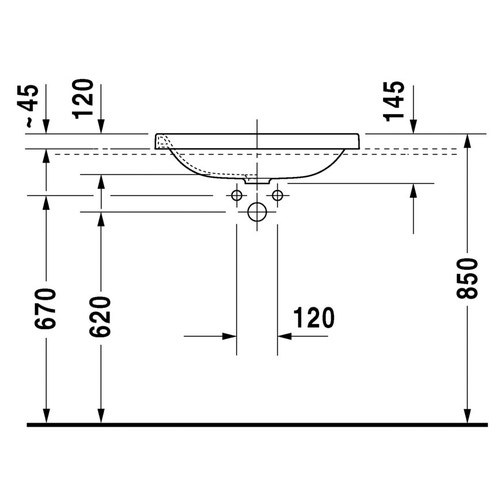 Immagine di Duravit DURASTYLE lavabo da incasso 60 cm senza foro per rubinetteria, per incasso soprapiano, senza troppopieno, senza bordo per rubinetteria, colore bianco 0372600000