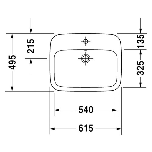 Immagine di Duravit DURASTYLE lavabo da incasso 61.5 cm monoforo, per incasso soprapiano, con troppopieno, con bordo per rubinetteria, WonderGliss, colore bianco 03746200001