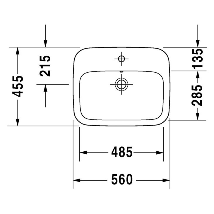 Immagine di Duravit DURASTYLE lavabo da incasso 56 cm monoforo, per incasso soprapiano, con troppopieno, con bordo per rubinetteria, WonderGliss, colore bianco 03745600001