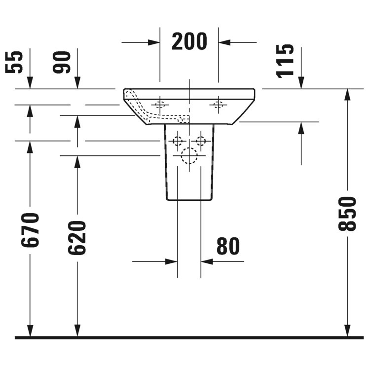 Immagine di Duravit DURASTYLE lavamani 36 cm monoforo, senza troppopieno, con bordo per rubinetteria, con foro per rubinetteria a destra, lato inferiore smaltato, colore bianco 0708450000