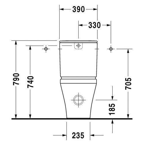 Immagine di Duravit DURASTYLE vaso monoblocco a pavimento a cacciata, per cassetta appoggiata non inclusa, senza sedile, fabbisogno di acqua di risciacquo 4,5 l, UWL classe 1, colore bianco 2155090000